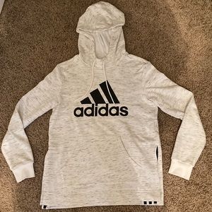 White heathered adidas hoodie with slit on sides